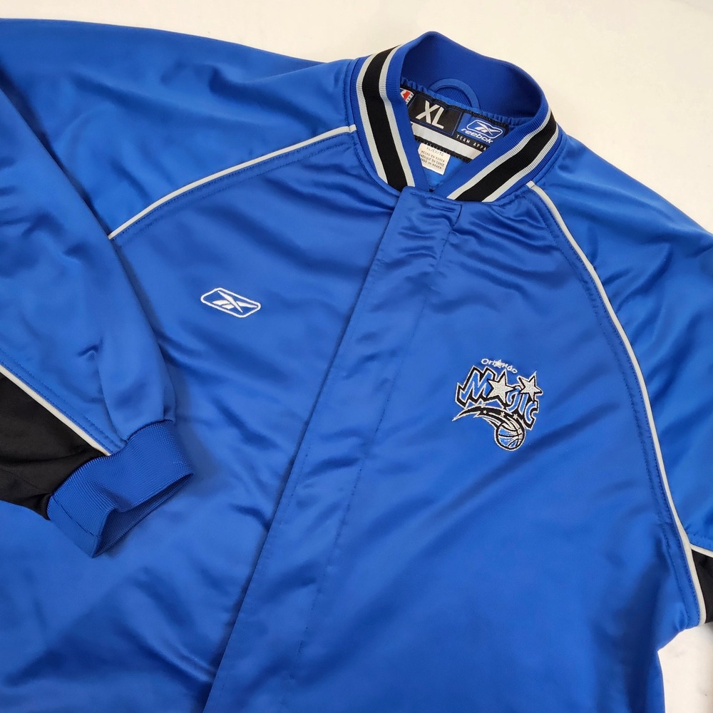 Reebok Orlando Magic NBA Warm Up Jacket Mens XL Blue Full Zip Snap Front Vintage